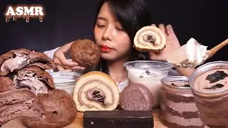 ASMR Convenience Store CHOCOLATE DESSERTS (Cakes, Cream Puff, Brownies, Pudding) | Eating Sounds