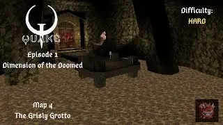 Quake E1M4 The Grisly Grotto, No-commentary, difficulty Hard
