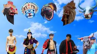 MEMASANGKAN KEPALA BARONGAN ,barongan kucingan ,barongan demak ,barongan ebeg