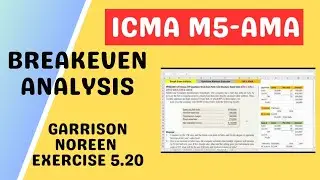 Break Even Analysis | ICMA M-5 AMA Garrison Noreen Exercise 5.20 | ICMA ML-2