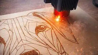 Dog Engraved in Wood / Laser Engraving