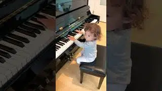 Baby playing piano first time #19months #babygirl #piano #music #cute #play #instrument #musician