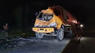 K3c3lak44n truck tangki akibat supir hilang kendali ( evakuasi truck tangki)