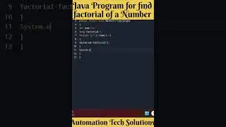 Java program to find the factorial of a Number #java #coding #testing #javaprogramming #automation