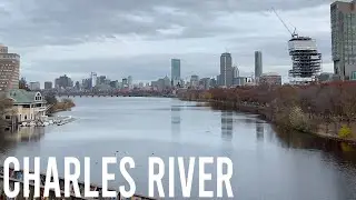 Walking Boston: Crossing Charles River by Boston University Bridge and Harvard Bridge