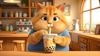 Chubby Cat Loves Drinking Bubble Tea 🧋😻 Relaxing Boba ASMR Sipping | Snory&rsquo;s Hobbies Ep.6