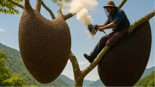 Revealing the Ancient Art of Safely Harvesting Giant Honey Bees | Great bee hunting