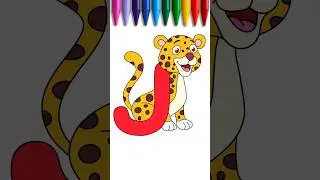 How to draw Jaguar with J for kids - DrawColor #abcd #animals #jaguar #wildanimals #alphabet #kids