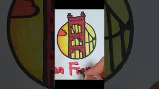 World landmark easy drawing & coloring(Golden Gate Bridge, pyramid, Big Ben)#coloring #shorts