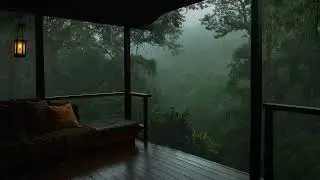 Forest Rain Ambience - Cozy Cabin in Tropical Forest for Deep Sleep