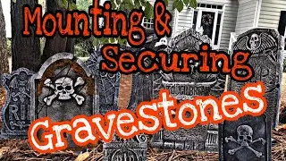 Mounting and securing graveyard tombstones