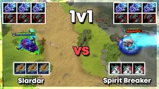 Slardar vs Spirit Breaker with 3x Moon Shards and 3x Satanic - Dota 2 1v1