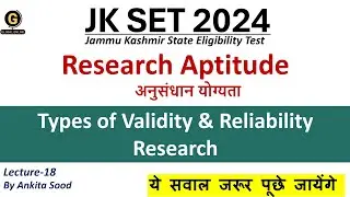 Research Aptitude for JKSET 2024 |  Types of Validity & Reliability in Research| Paper 1 Preparation