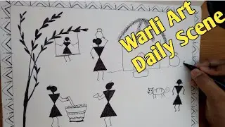 Warli Daily Scene| Warli Nature Drawing| Warli painting by Deepa| Siridrawings