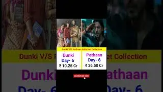 Dunki V/S Pathaan India Net Collection Day= 6 || #dunki #srk  #pathaan #shahrukh #shorts