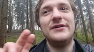 Former junkie talks to himself in a woods