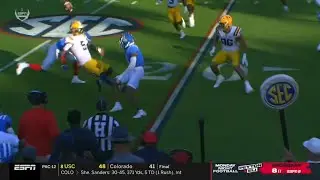 LSU QB Jayden Daniels takes huge hit and fumbles vs Ole Miss