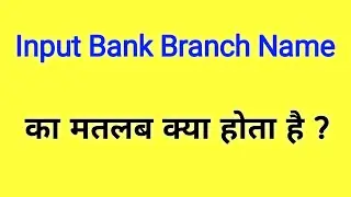 what is the meaning of input branch bank name