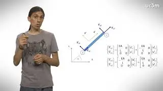 TECI 8.4. Matriz de rigidez barra articulada en cálculo matricial