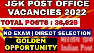 J&K Post office recruitment 2022 | post office vacancy 2022