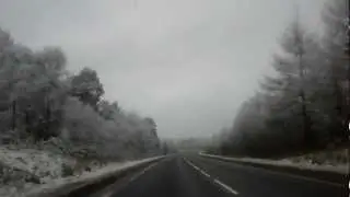 January Winter Morning Drive North On A9 Road Perth To Inverness Scotland