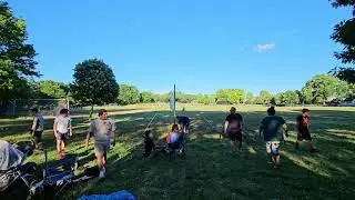 June 9,24- Sunday Crew playing volleyball PT.2. One of our players has a scary fall but is okay.