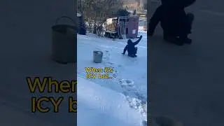 Don't FALL on the ICE! Farm chores in the winter! #shorts #viralvideo #farming