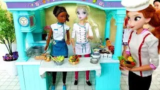 Elsa Anna Barbie Mega Kitchen Chef Cooking & I Can Be Restaurant Fashion باربي المطبخ Cozinha barbie