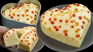 Паровой торт Суджи без яиц | Манный пирог без духовки | Мягкий и легкий торт Тутти Фрутти Суджи