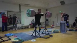 Клоков Дмитрий толчок со стоек 245 кг.