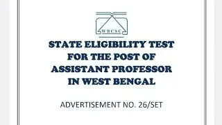 W.B (26th  SET) - NOTIFICATION 2024 || W.B (SET ) EXAM DATE 2024
