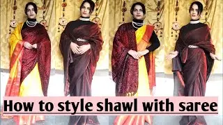 How to style shawl with saree #viralvideo #youtubevideo #youtubechannel #fashiontrends 
