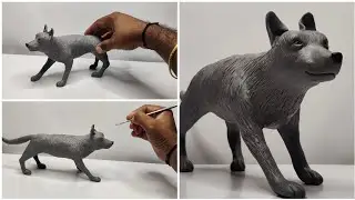 How to make wolf with clay, clay animal art #clayart
