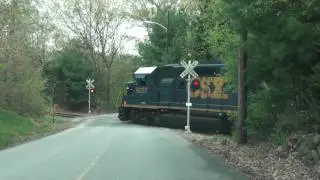 CSX B724 Crossing Brigham Street through Northborough, MA in High Definition!