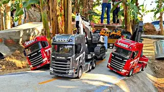 ExcavatorHuina 1594 By Dump Trailer Scania 770 Action Transportation Dump Truck