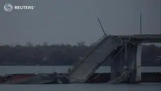 Footage shows collapsed bridge near Kherson
