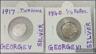 George v - vI silver coin / one Quarter Anna sale  ( Black cat)  7200389869 . Thanjavur - 4 .