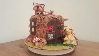 Dark Chocolate Forest Critter Baby Shower Cake -By Natalie