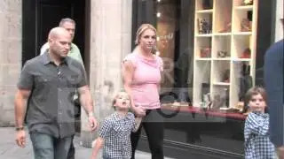 Britney Spears with husband and kids walking in the streets of Paris