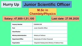 Junior Scientific Officer||14 posts||M.Sc in Chemistry/Polymer Chemistry/Physics/Applied Physics