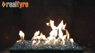 Real Fyre Azuria Reflective Fyre Glass Live Burn Video &ndash; eFireplaceStore