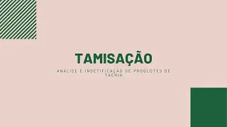 TÉNICA DE TAMISAÇÃO: 