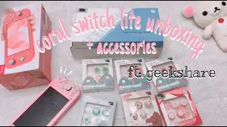 ♡ Coral Pink Switch Lite Unboxing + Accessories by Geekshare ♡