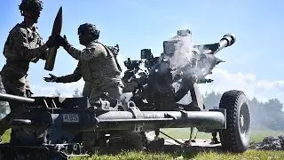 DANGER CLOSE MISSION: U.S. Army Paratroopers Calibrate & Fire 105mm Howitzer Field Artillery Germany