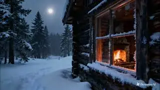 Cozy Fireplace in a Winter Cabin ❄️ Snow Ambience for Study,Sleep,Relaxation and Tranquility