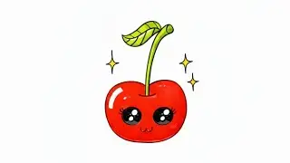EASY CUTE CHERRY DRAWING #kidart #kidsdrawing #easydrawing #kawaiiartforkids #artforkids #drawing 