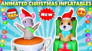 Animated Christmas Inflatables? Puppy Present & Teacup Mouse Lowes & Walmart Blow Ups 2020!