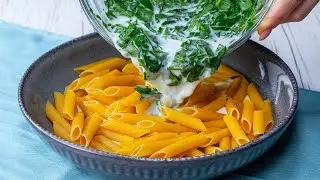 Cel mai rapid pranz e din ingrediente ieftine - Paste cu iaurt si spanac. Rezultatul e deosebit!