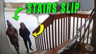 Boy's Porch Stairs Slip Caught on Door Camera