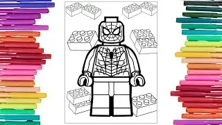 Coloring Lego Spiderman | Marvel Superhero Coloring Pages | Coloring Funs